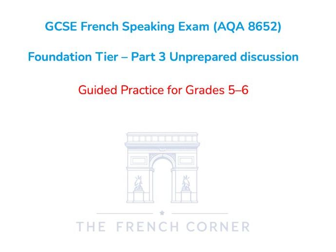 GCSE French Speaking Exam (AQA 8652) Foundation Tier 2026 – Part 3 Unprepared discussion