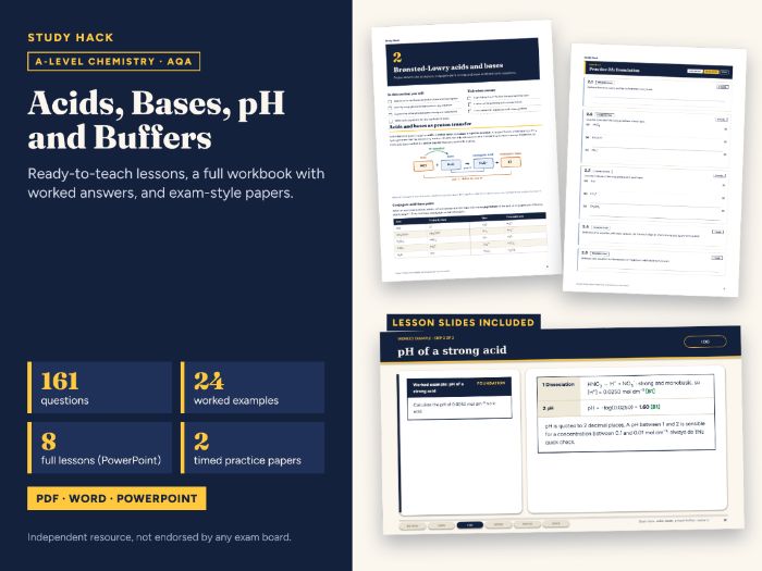 A-level Chemistry Acids, Bases, pH and Buffers Complete Pack (AQA)