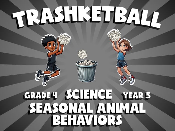 Seasonal Animal Behaviors TRASHKETBALL Science Game | No-Prep Year 5 Review Activity