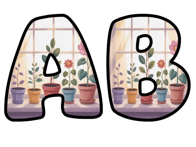 Plants Growth Sunlight Alphabet Lettering Set | Classroom Display | Upper & Lowercase, 0-9