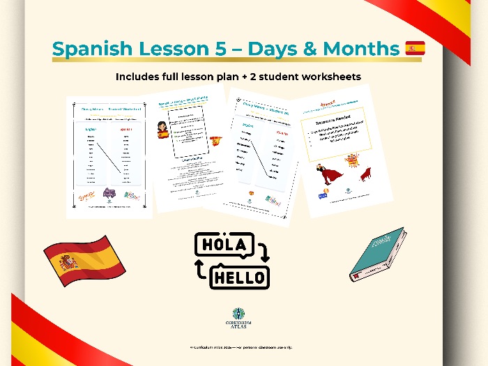 Spanish Lesson 5 – Days & Months | Complete 60-Minute Beginner Lesson (Printable Worksheets + Plan)