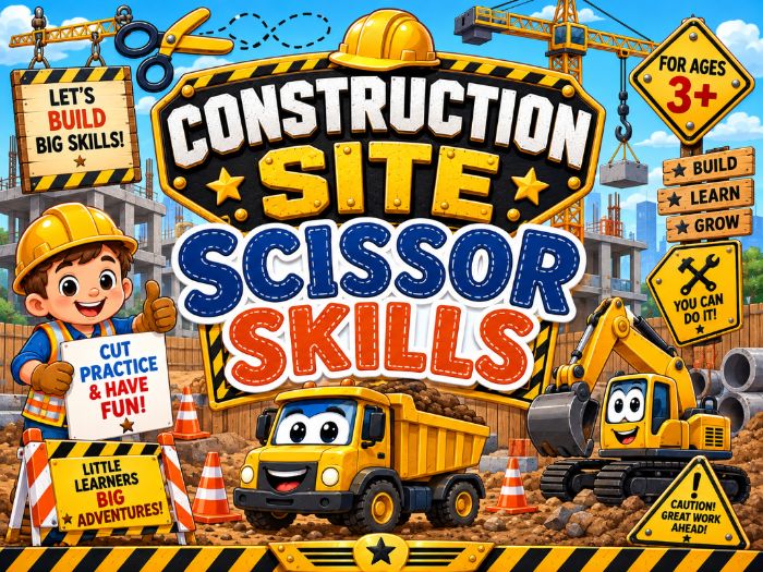 Construction Scissor Skills Worksheets | Cutting Practice & Fine Motor Activities | Preschool–1