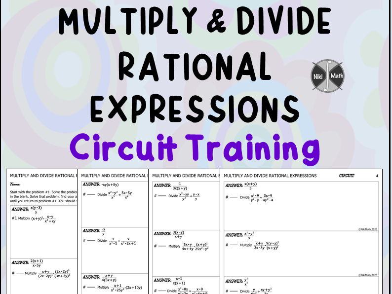 Multiplying and Dividing Rational Expressions - Circuit Training (15 problems)