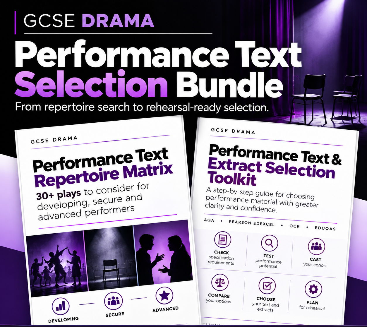 GCSE Drama Performance Text & Extract Selection Bundle | AQA Edexcel OCR Eduqas