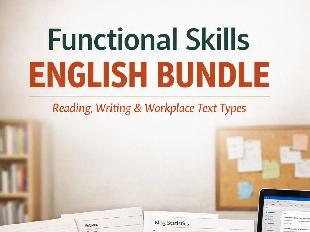 Functional Skills English Mega Bundle – Reading, Writing, Text Types, Workplace Documents & Email Skills (Level 1–2