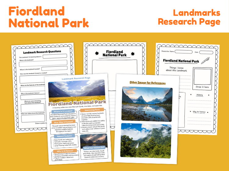 Fiordland National Park Research Project | New Zealand Geography Worksheets