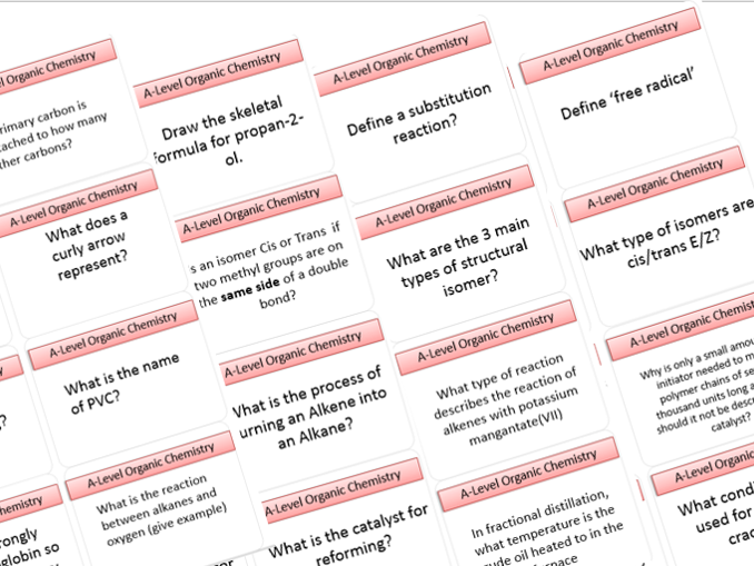 AQA Organic chemistry flash cards