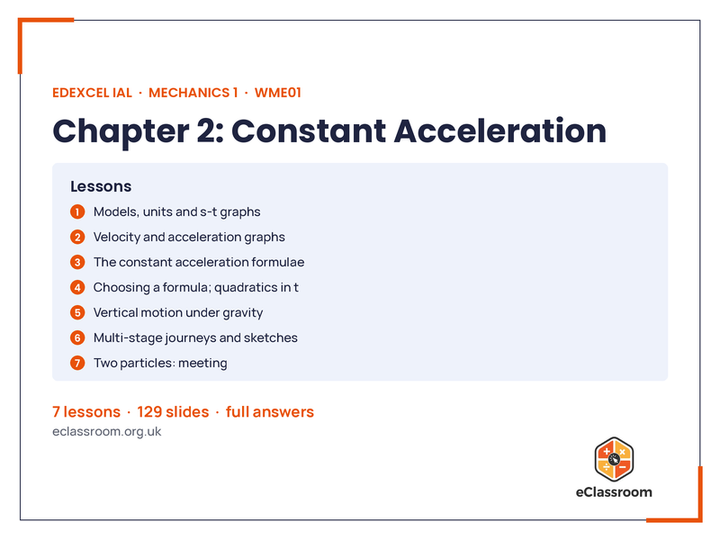 IAL Mechanics 1 Constant Acceleration lesson slides