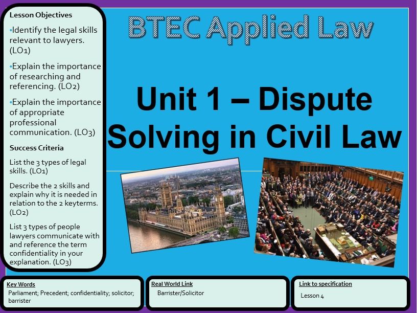 BTEC Applied Law Unit 1 Learning Aim A Lessons | Teaching Resources