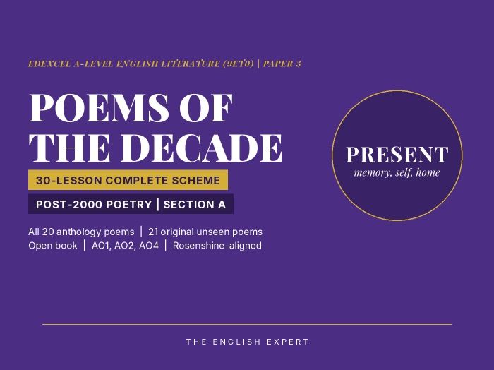 Edexcel A Level English Literature (9ET0) Poems of the Decade Complete Scheme: 30 Lessons