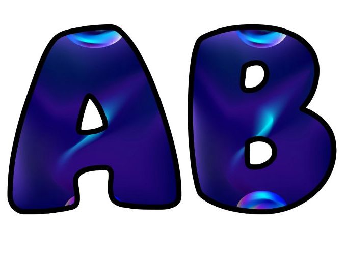 3D Purple Blue Balls Lettering Set for Classroom Display | Upper & Lowercase, 0-9 and Signs