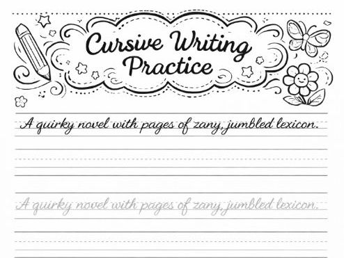 Cursive Handwriting Practice Worksheet- Every letter of alphabet