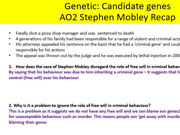 AQA Psychology genetic and neural offending behaviour
