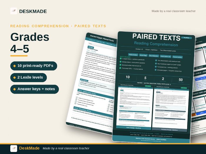 Paired Texts Reading Comprehension | Grades 4–5 | Fiction & Nonfiction