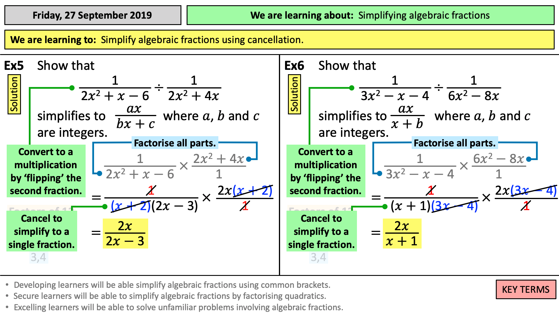 Simplifying algebraic fractions (Quadratics)  Teaching Resources For Simplifying Algebraic Fractions Worksheet