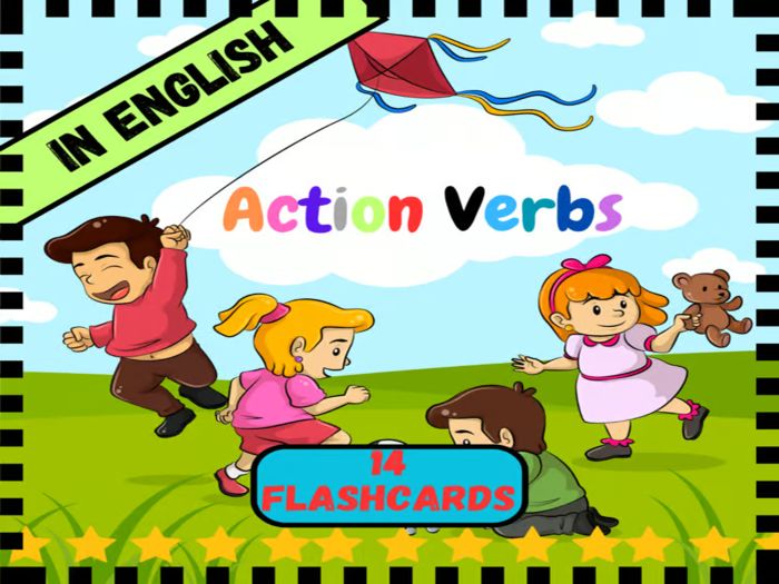 Action Verbs/Words with Picture Flashcards: In English