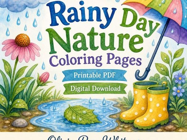 Rainy Day Nature Coloring Pages