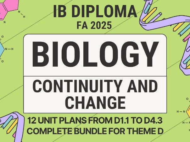 IBDP Biology Complete Theme D Continuity and Change | 12 Unit Planners Bundle | FA 2025 | SL & HL |
