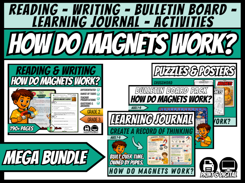 Magnets Mega Bundle | Science + ELA Reading, Writing, Journal & Bulletin Board
