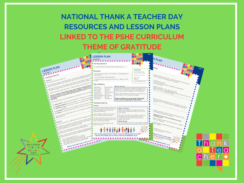 KS1 National Thank a Teacher Day Gratitude PSHE Resources Teaching