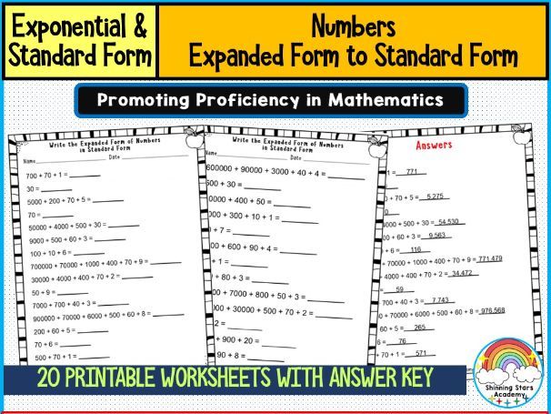 Write Expanded Form Numbers to Standard Form Worksheets | Place Value and Number Composition Practic
