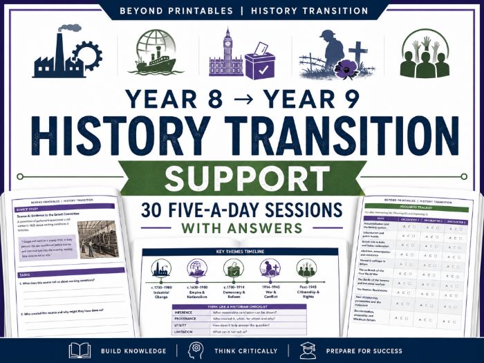 Year 8 to Year 9 History Summer Homework Booklet | Support | With Answers