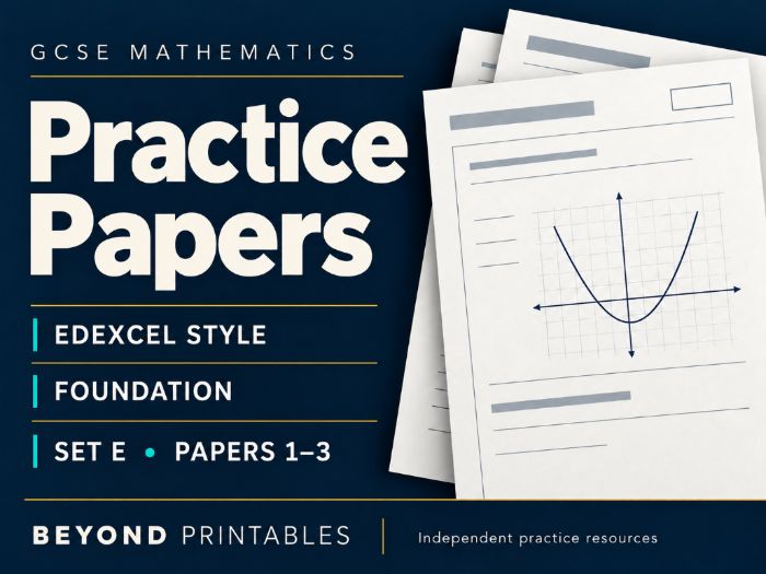GCSE Maths Edexcel-style Foundation Set E: Papers 1, 2 and 3 + Mark Schemes