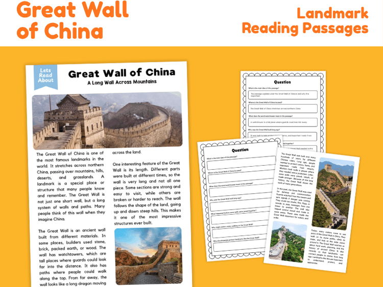Great Wall of China Reading Comprehension | Landmark Reading Passages