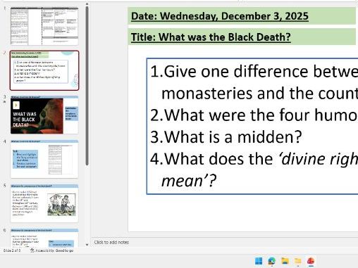 OCR B GCSE medieval lesson 4 black death