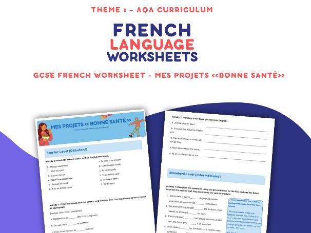 Mes Projets Bonne Santé - GCSE Worksheet AQA Theme 1