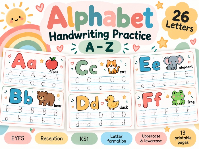 Alphabet Handwriting Practice A-Z | Letter formation & tracing| EYFS & KS1