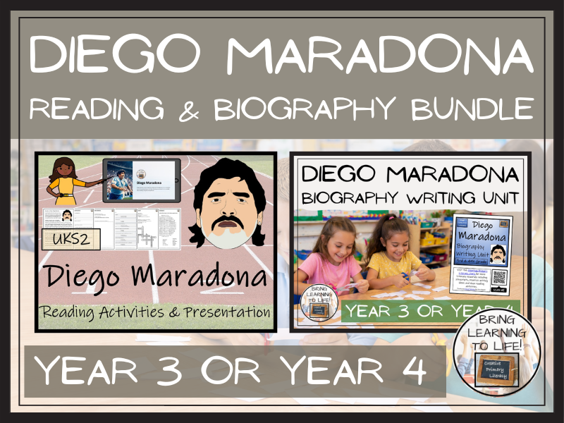 Diego Maradona Reading Comprehension & Biography Bundle | LKS2