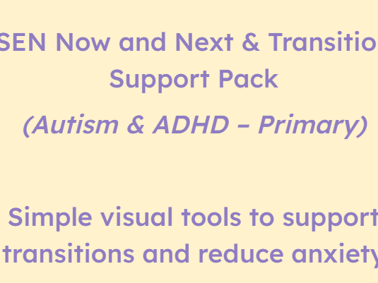 SEN Now and Next & Transition Support Pack (Autism & ADHD – Primary, Home & School)
