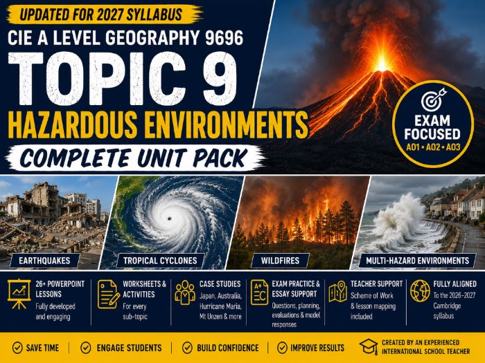 CIE A Level Geography 9696 Topic 9 Hazardous Environments Complete Unit Pack (2027)