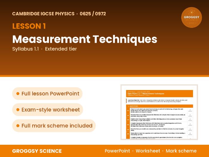 Cambridge IGCSE Physics 0625: Measurement Techniques | Unit 1 | L1