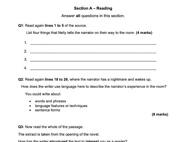 BRAND NEW AQA Language Paper 1 Practice Paper: Wuthering Heights