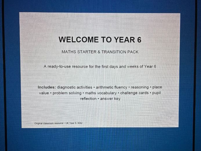 Welcome to Year 6 starter pack