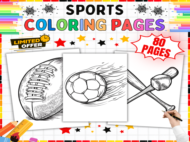 Sports Colouring Pages | 80 Football Basketball Baseball Sheets | PE Physical Education Activities