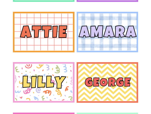 Name Labels Editable Template