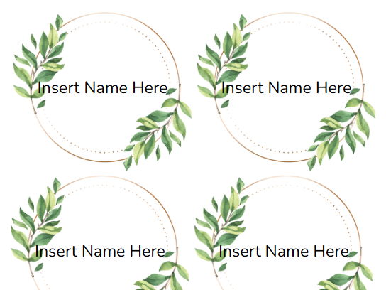 Editable Peg Labels Botanical Theme