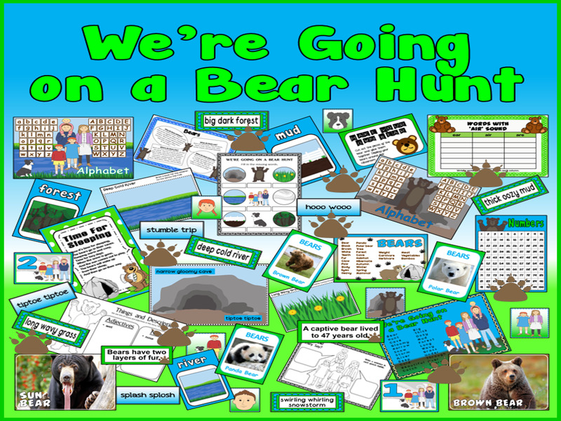 WE'RE GOING ON A BEAR HUNT STORY TEACHING RESOURCES SACK EYFS KS1 READING