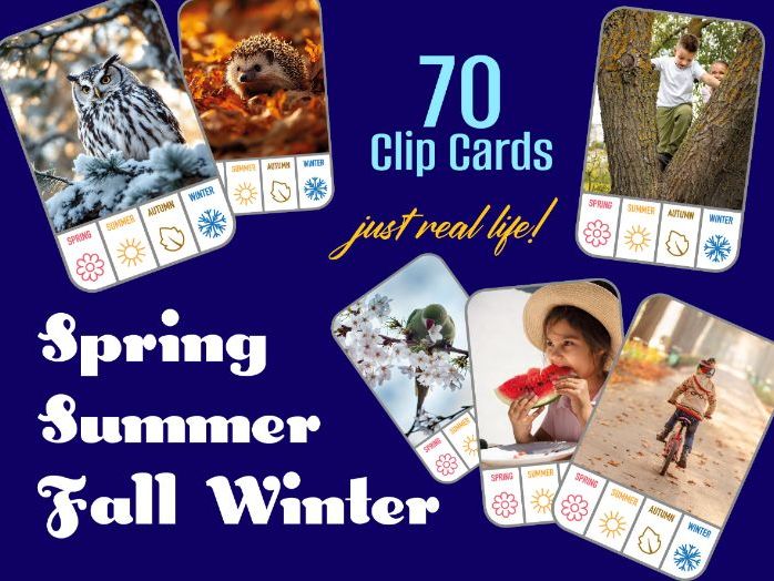 Seasons Clip Cards Real Photos