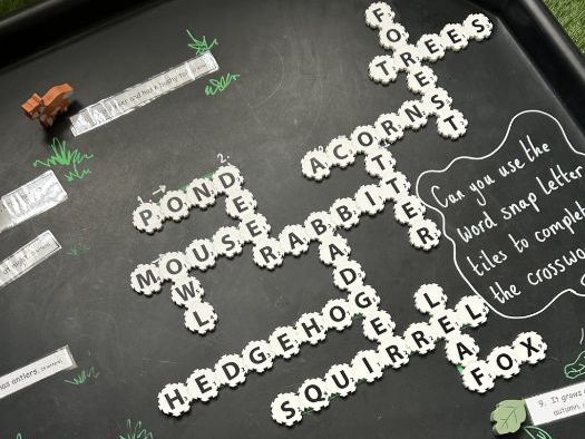 Forest crossword tuff tray cards