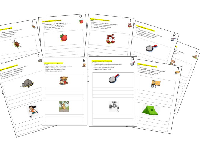 Sentence writing worksheets. Unit 1 Phonics International. suitable for EAL and SEN