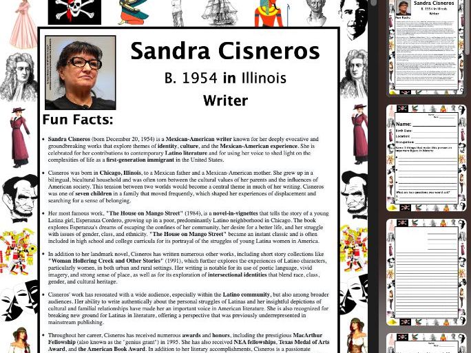 Sandra Cisneros PACKET & ACTIVITIES, Important Historical Figures Series