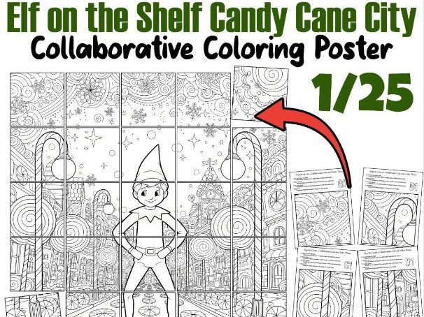 Elf on the Shelf Candy Cane City Collaborative Poster | Christmas Classroom Activity