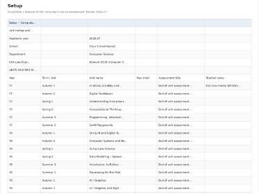 KS3 and GCSE Computer Science Tracker for Edexcel
