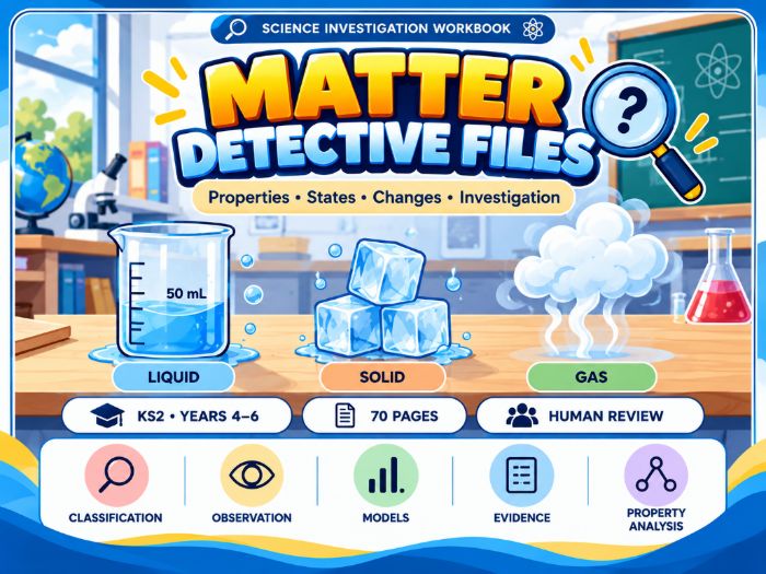 Matter Detective Files  KS2 States of Matter Science Workbook  70 Pages