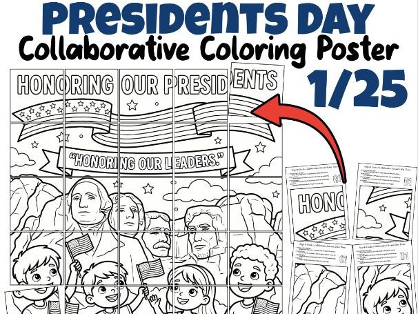 Presidents Day Collaborative Coloring Poster | Honoring Our Presidents