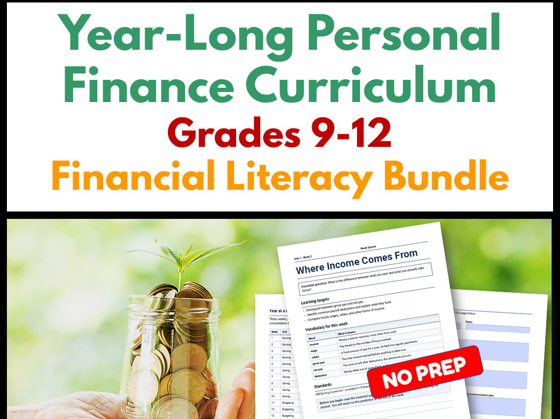 Year-Long Personal Finance Curriculum | Grades 9-12 | Financial Literacy Bundle